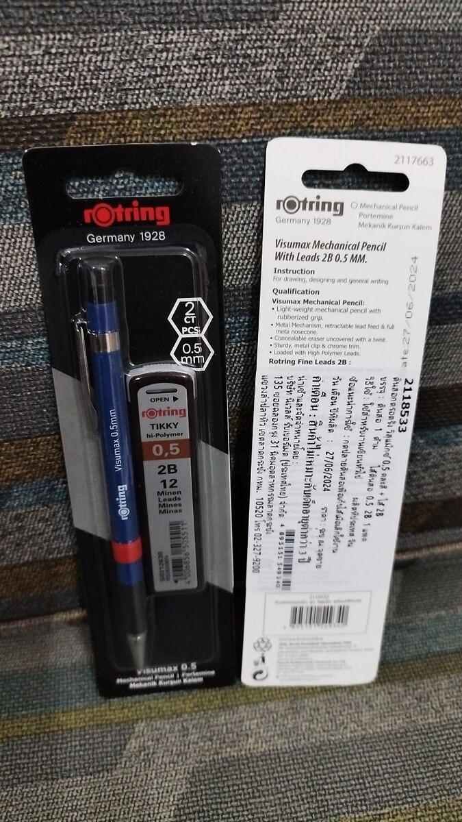 

+++    รายการที่ 3  ชุดดินสอกด ยี่ห้อ Rotring รุ่น Visumax  + ไส้ 0.5 2B 1กล่อง  +++
          