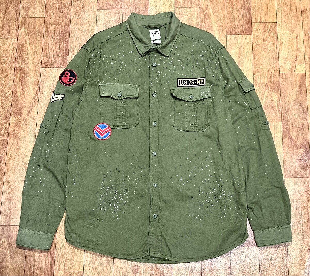 เสื้อทหาร ZARA MAN Paint Splatter Patches Military Shirt 