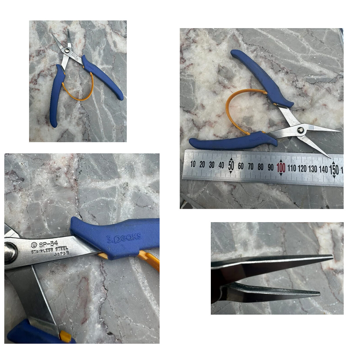 คีมปากแหลมปลายตรง (Straight Long Nose Pliers) ยี่ห้อ 3.peaks รุ่น SP-34 ผลิตในประเทศญี่ปุ่น ตัววัสดุ