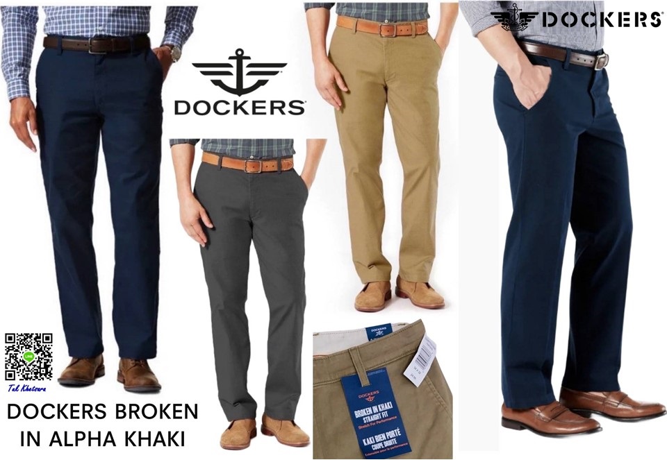 sale 480 เอว 36-37 นิ้ว กางเกงเนื้อผ้ายืดหยุ่น Dockers Broken in Khaki Straight 