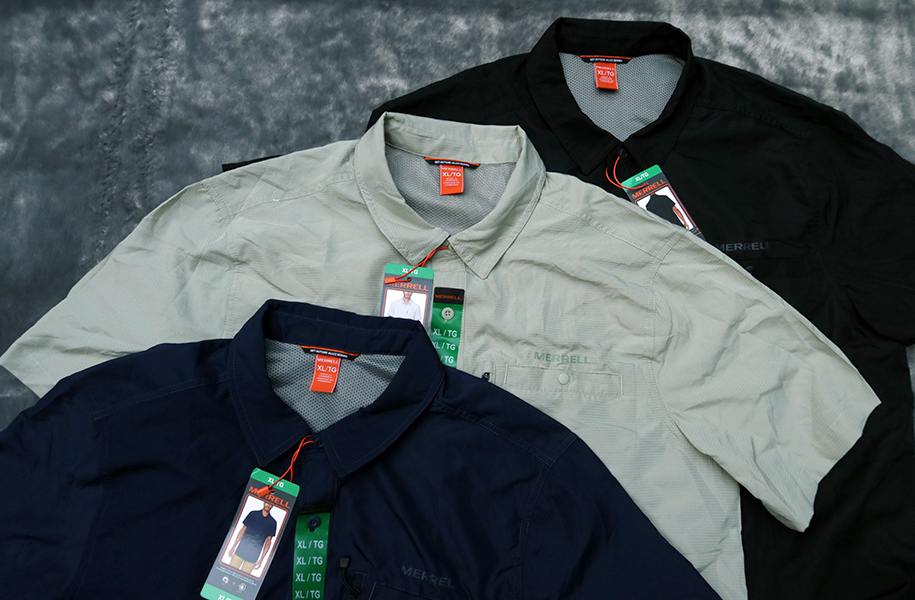 MERRELL UPF 30-50+ /XL (50) เสื้อเชิ้ตแขนสั้นผ้าบางแห้งได้เร็วป้องกันแสง UV ใหม่