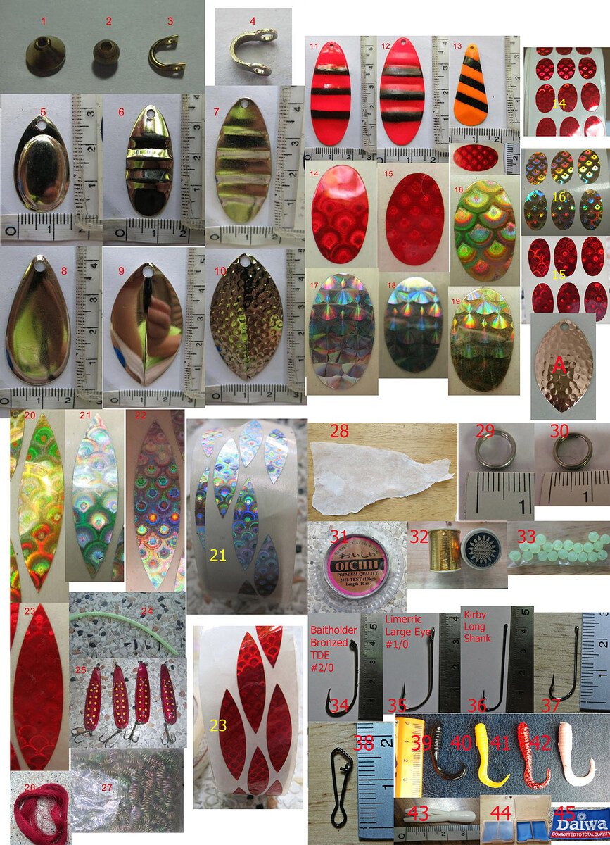 ใบสปิน ลูกปัดทองเหลือง ข้อเหวี่ยง อุปกรณ์ทำสปินเนอร์ ตาเบ็ด