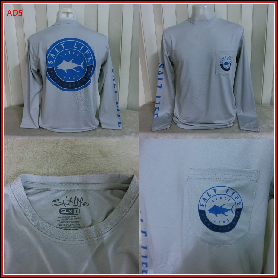 AD5.เสื้อตกปลา SALTLIFE  ใส่ออกทริปกลางแจ้ง ตกปลา เนื้อผ้าบางกันร้อน ชนิดเนื้อผ้าแห้งไว  Size M อก 4