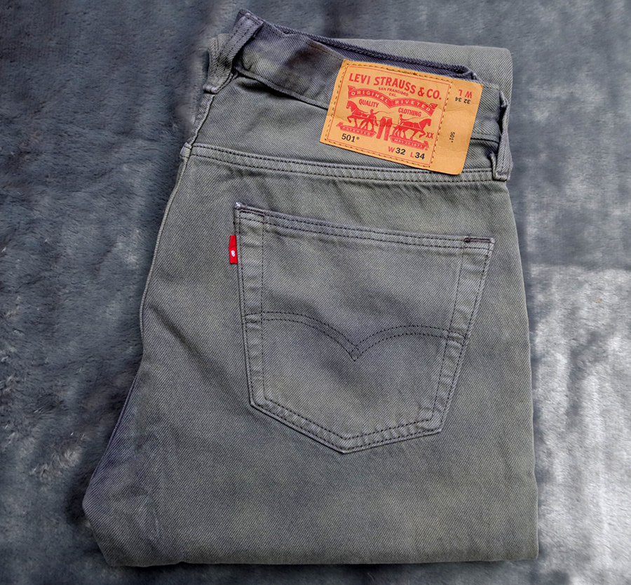 LEVI'S 501 /w34/35/36 ยีนส์ขายาวทรงกระบอกฟอกสีแต่งเก่าสวยใหม่ลิขสิทธิ์ของแท้