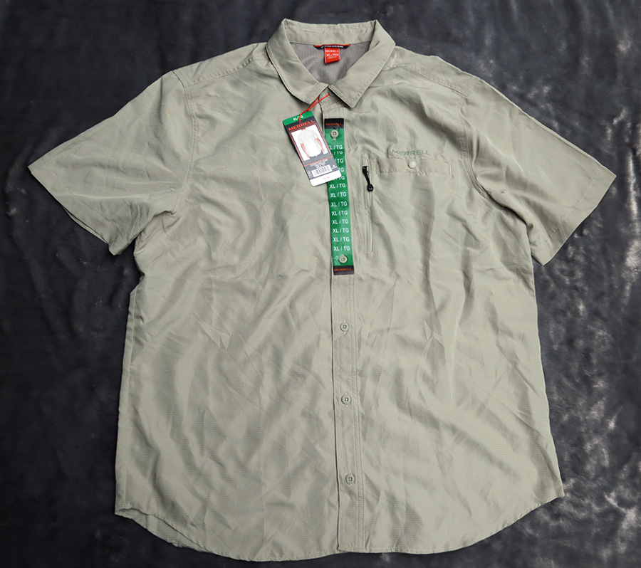 MERRELL UPF 30-50+ /XL (50) เสื้อเชิ้ตแขนสั้นผ้าบางแห้งได้เร็วป้องกันแสง UV ใหม่