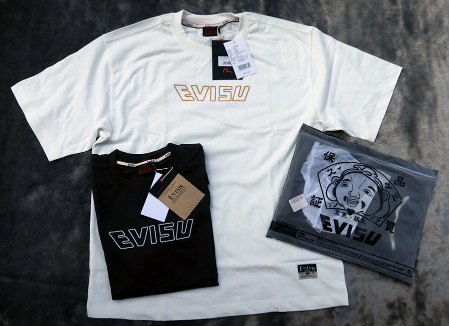 EVISU LOGO oversize /S/M/L (44/46/48)เสื้อยืดลายปักและสกรีนหน้าหลังสวยใหม่แท้