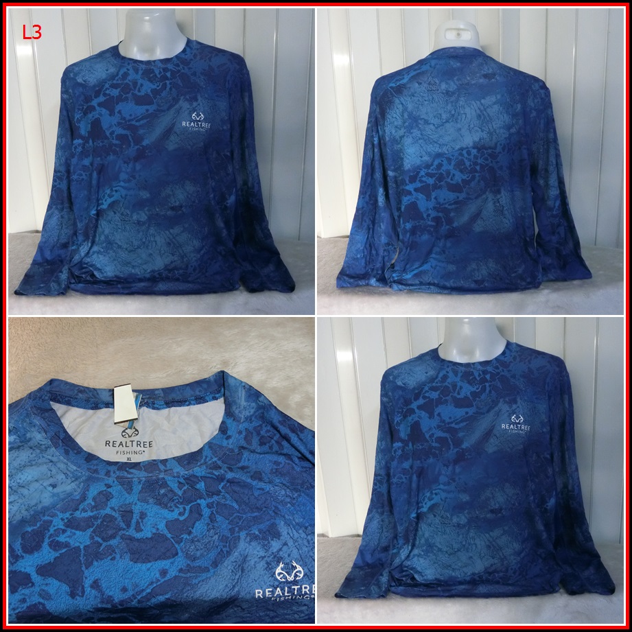 L3.เสื้อตกปลา REALTREE FISHING  เสื้อใส่ออกทริปกลางแจ้งตกปลามือสอง เนื้อผ้าบาง ลื่นๆ ชนิดผ้าแห้งไว  