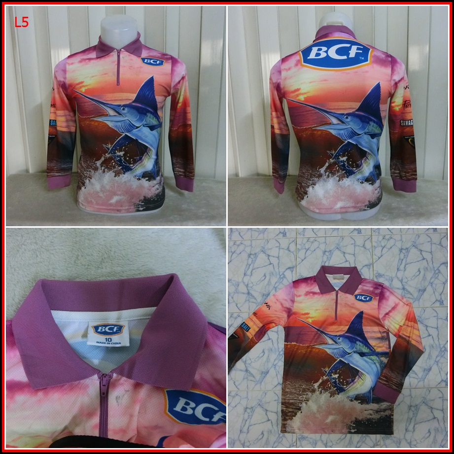 L5. เสื้อตกปลา  BFC ใส่ออกทริปกลางแจ้งตกปลา ชนิดเนื้อผ้าบางลื่นๆ ชนิดผ้าแห้งไว  Size M อก 34 นิ้ว / 