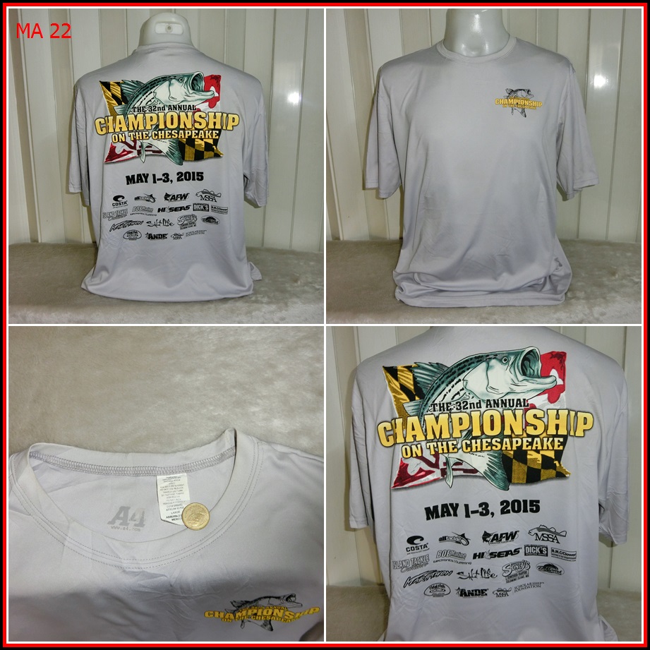MA22. เสื้อตกปลา CIAMPIONSHIP 2015 ใส่ออกทริปกลางแจ้งตกปลา ชนิดเนื้อผ้าบางลื่นๆ ชนิดผ้าแห้งไว   Size