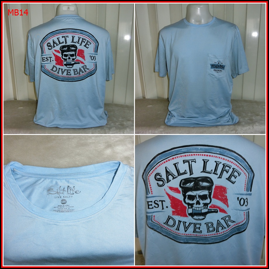 MB14.เสื้อตกปลา SALT LIFE ใส่ออกทริปกลางแจ้งตกปลา ชนิดเนื้อผ้าบางลื่น ชนิดผ้าแห้งไว  Size L อก 46 นิ