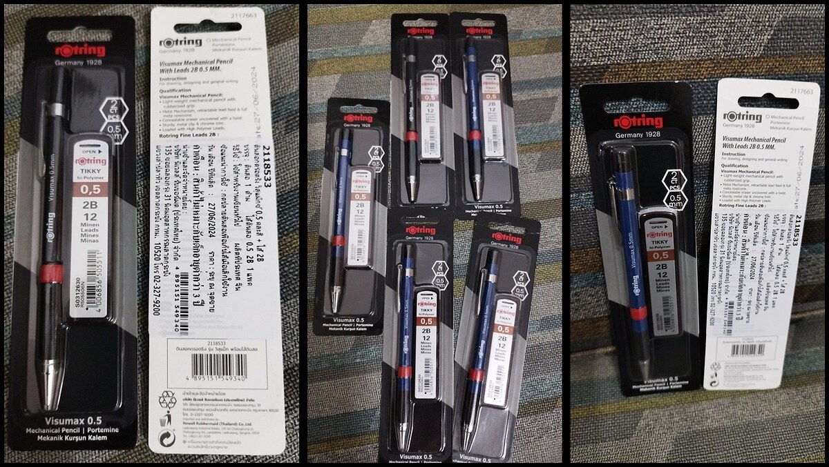 

  ++++  รายการที่  5  ROTRING ชุดดินสอกด+ไส้ดินสอ 0.5 มม. รุ่น Visumax    ราคาชุดละ  69.- บาท   