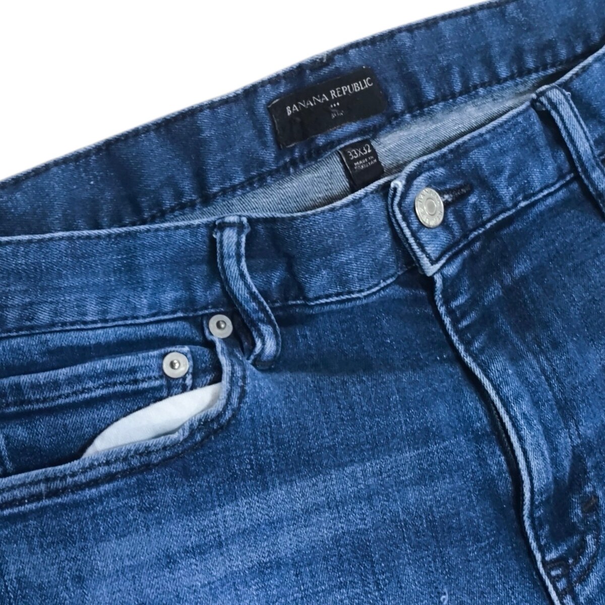 กางเกงยีนส์ Banana Republic ผ้ายืดหยุ่น ทรงสลิมสีน้ำเงินเข้ม สภาพสวยใหม่มากเดิมๆ
