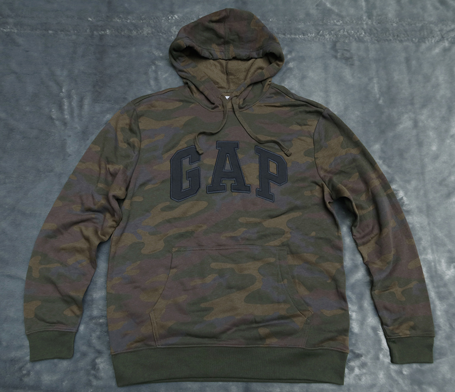 Gap Mens Green Camo Pullover Hooded Sweater /42/44 เสื้อยืดแขนยาวมีฮูดใหม่แท้