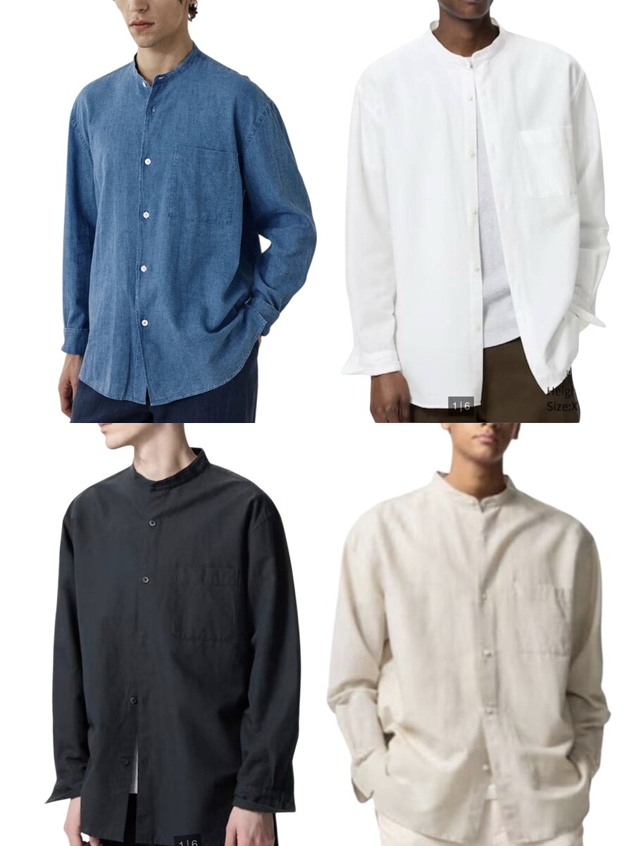 Uniqlo เชิ้ตคอจีนลินิน line มือ1มี 3 สีsize M _L Size:M อก 44นิ้ว 46นิ้ว