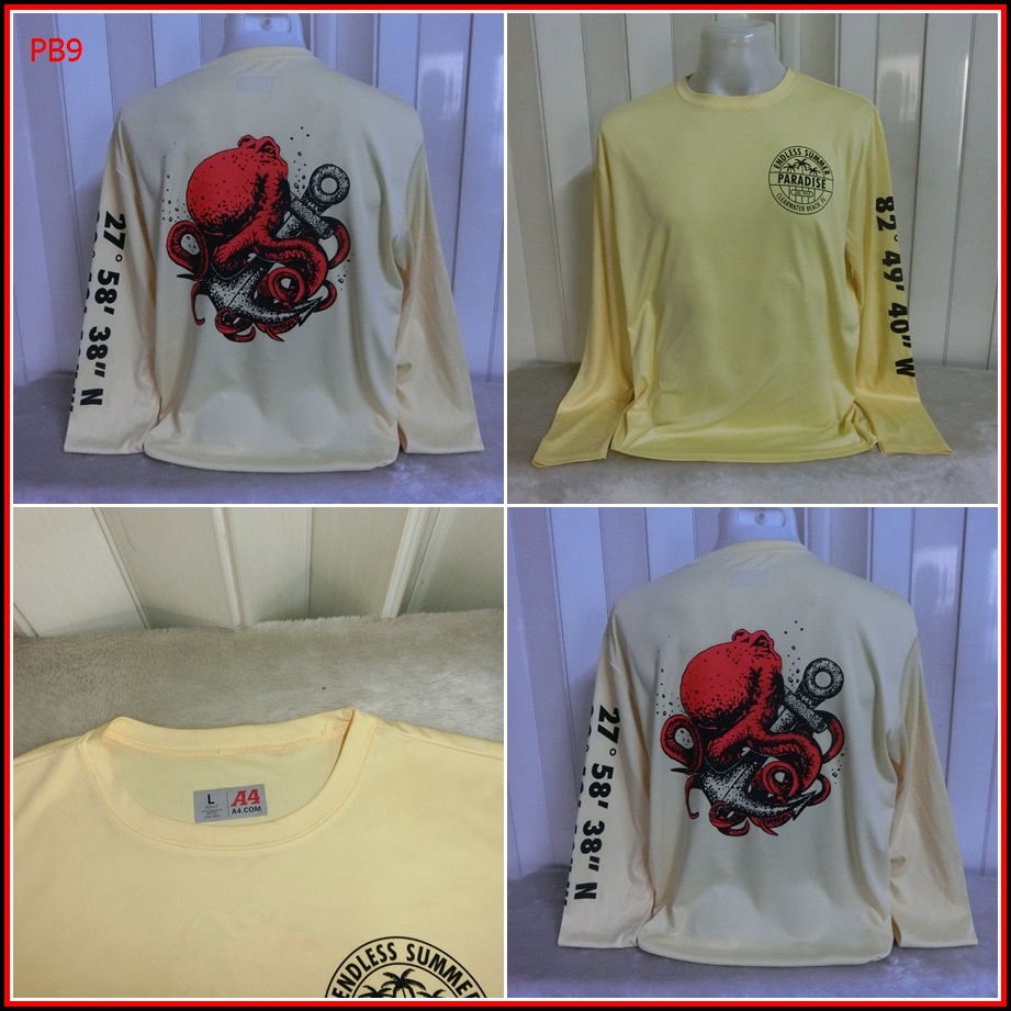 PB9.  เสื้อตกปลา PARADISE  ใส่ออกทริปกลางแจ้งตกปลา ชนิดเนื้อผ้าบางลื่นๆ ชนิดผ้าแห้งไว  Size L อก 46 