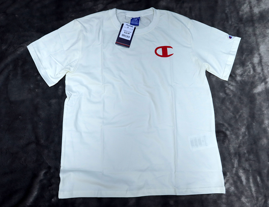Champion /XL (46) เสื้อยืดแขนสั้น 2 ลายสกรีนหน้าและหลังสวยใหม่แท้ รวมส่ง Flash