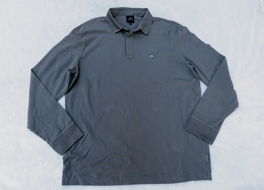 ARMANI AIX /48 เสื้อยืดแขนยาวปกโปโลตัดป้ายหลุดโรงงานสวยใหม่แท้
