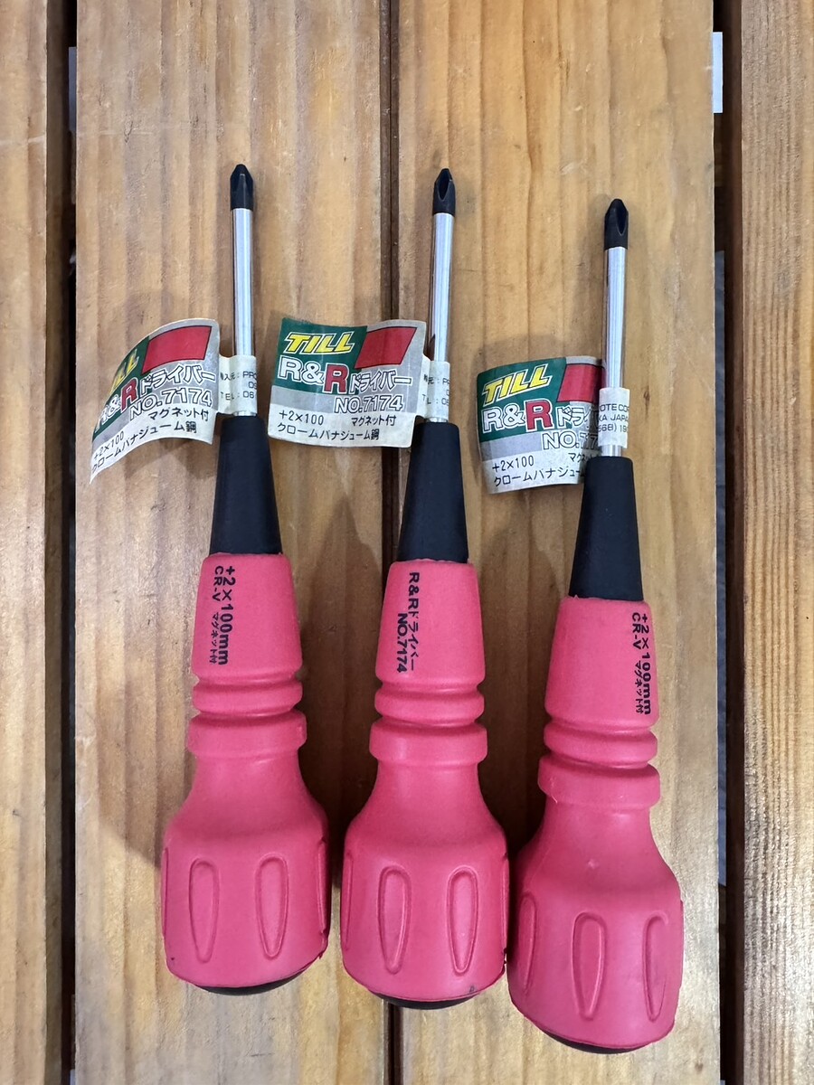 TILL No.7174 ไขควงแฉก #2 × 100mm ปลายแม่เหล็ก  R&R Driver สินค้าจากญี่ปุ่น ใหม่