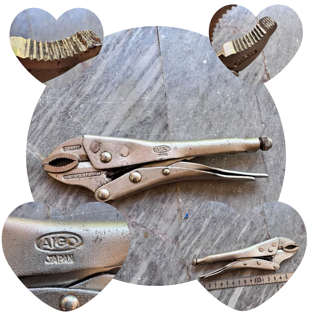 2. AIGO 7” GRIP คีมล็อกงานญี่ปุ่น แบรนด์ AIGO JAPAN / CHROME MOLYBDENUM
ขนาดประมาณ 7 นิ้ว ปากโค้งพร