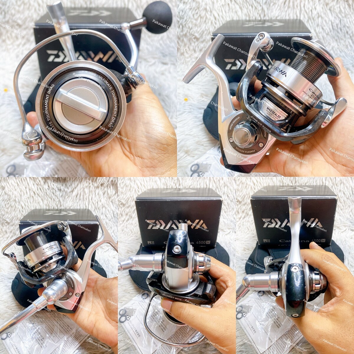 Daiwa 12‘ Catalina 4500H
รอกสภาพสวย มีริ้วรอยขีดข่วนตามการใช้งานมาบ้าง หมุนลื่นเนียนนุ่มดี มีกล่อง 